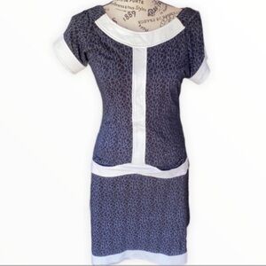 RARE Mod Mini Dress Skunkfunk Blue & Off White Small retro 60’s